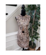 Sharagano Sheath Dress Womens Size 10 Multi Leopard Print Mock Neck Back... - $27.72