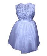 White Flower Girl Organza Dress with Silver Sequin Bodice - $40.00