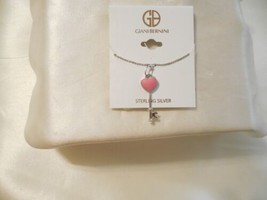 Giani Bernini 18&quot;Sterling Silver Pink Enamel Heart Key Pendant Necklace F530 $70 - $29.75