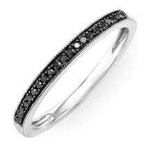  Sterling Silver Round Black Diamond 0.10 Carat (ctw) Wedding,Anniversary Milgra - £32.06 GBP