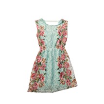 Nisan teal floral sleeveless knee length dress size 36 (small) - £7.38 GBP