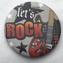 Let’s Rock Pin Button Pinback Star Electric Guitar Music - £7.95 GBP