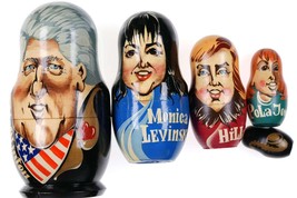 c1998 Bill Clinton Monica Lewinsky Comical Russian Nesting Dolls set - £91.22 GBP