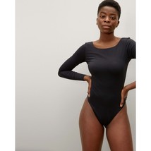 Everlane Womens The Long-Sleeve Ballet Bodysuit Low Back Thong Black S - $33.73
