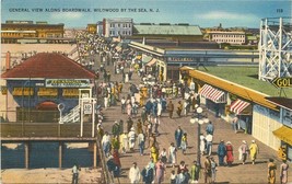 1939 General View Boardwalk Willwood by the Sea New Jersey Tichnor linen... - $5.49