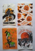Vintage Halloween Candy Trick Or Treat Bags Green Witch Haunted House Lot Of 4 - £11.58 GBP