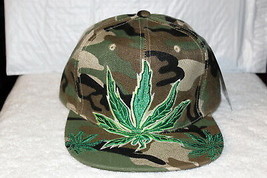 Marijuana Leaves Leaf Cannabis Weed Pot Flat Bill Snapback Baseball Cap #5 - £10.55 GBP