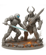 Doom Guy vs Dark Lord Diorama – Unpainted 5″ Fan‑Art 3D Printed - $1,395.64 MXN