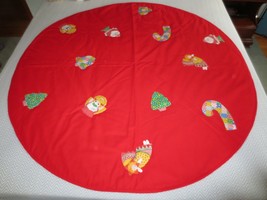 RED Hand Quilted CHRISTMAS HOLIDAY Tablecloth or Cover - 54&quot; Round - $14.85