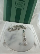 Vintage Marble Cheese Plate 10&quot; Classical Violin Music Silver Plate with knife B - £28.16 GBP