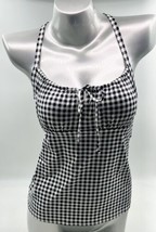 Lands End Tankini Swimsuit Top Womens Size 2 Black White Checkered Underwire NEW - £27.69 GBP
