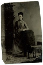 c1860&#39;S 1/6 Plate Hand Tinted TIN TYPE Beautiful Woman Stunning Victorian Dress - £13.12 GBP