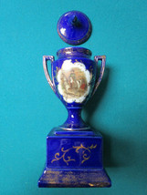 Antique Austria Victoria Carlsbad Footed Napoleon Cobalt Urn W/COVER Original - £112.77 GBP