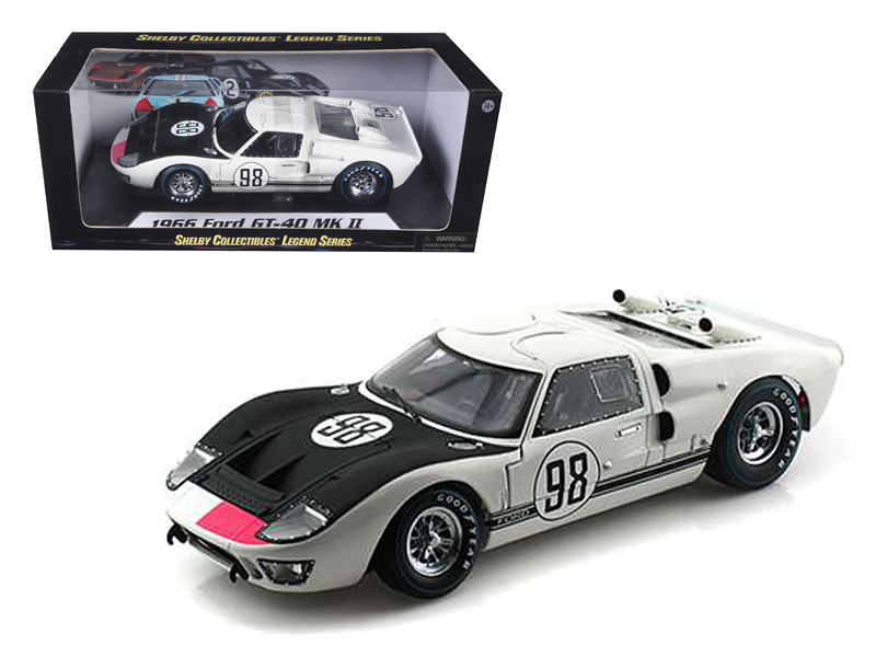 1966 Ford GT-40 MK 2 #98 White 1/18 Diecast Car Model by Shelby Collectibles - £80.24 GBP