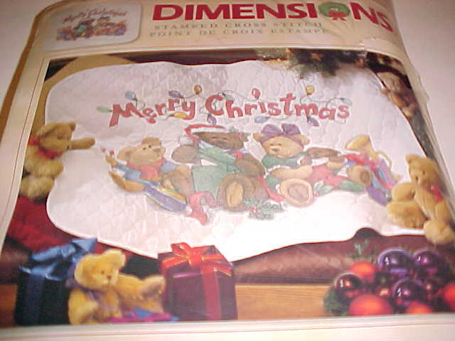 Dimensions 2004 Stamped Cross Stitch Christmas Bears Quilt Todd Trainer 43" x 34 - £77.87 GBP