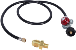 5FT 20 PSI Adjustable High Pressure Propane Regulator with Hose, Come with 1/8 M - £23.35 GBP