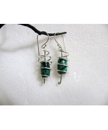 Sterling Silver Caged Malachite Earrings RKS411 - £27.94 GBP