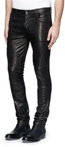 Black Leather Pants Men Soft Lambskin Leather Sexy 501 Style Trouser - £119.74 GBP