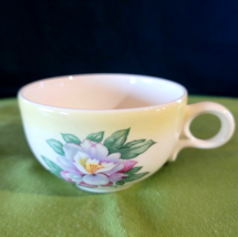 Taylor Smith Taylor Ceramic Coffee Cup Versatile TST1001 Floral Yellow Rim Vtg. - £4.58 GBP