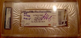 Rare Chicago Cubs Jake Arrieta Signed Auto No Hitter Ticket Psa Cy Young 8 30 15 - £464.65 GBP
