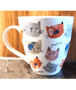 Pfaltzgraff Coffee Mug Cats Purr meow Cat Print Porcelain 18oz - $15.83