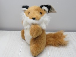 Unipak red fox plush mini stuffed animal brown tan white small sitting tag - £7.80 GBP