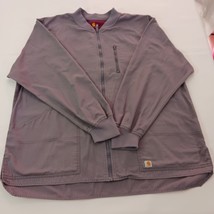 Carhartt Scrub Top Men&#39;s Large Gray Ripstop Jacket Zip-Up Chest Pocket - $21.77