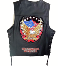 GENUINE Harley-Davidson BRAND! Leather Vest MEDIUM HONOR Wings Lace Side... - $147.39