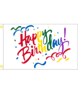 Happy Birthday White 3'X5' Flag ROUGH TEX® 100D - $18.88