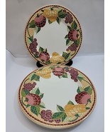 Pier 1 Mosaic Fruit Pattern Set Of 3 Dinner Plates Red Italy Earthenware... - $47.45