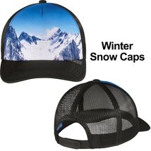 Photo Realistic Snap Back Baseball Hat Winter Snow Caps Trucker Cap Mesh Back - £11.81 GBP