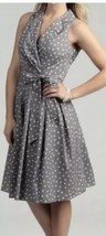 Jones New York Dress Womens 10 Gray Polkadot Sleeveless Retro Pin Up Sun... - £13.96 GBP