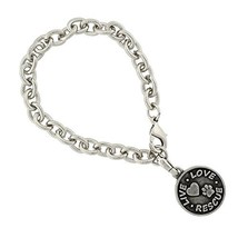 Silver Tone Round Live Love Rescue Charm Bracelet - £14.19 GBP