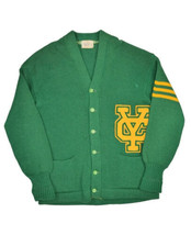 Vintage Yearite Sportswear Letterman Cardigan Sweater Mens M Green Yellow - $76.37