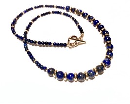 Lapis Lazuli Bead Necklace, Lapis Lazuli and Gold Necklace, Lapis Necklace, Blue - £63.34 GBP