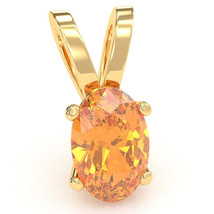 Citrine Oval Solitaire Pendant In 14k Yellow Gold - £200.26 GBP