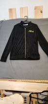 Women&#39;s Fila Sport Velvet Black Hoodie Sweater Zip Jacket Cotton Blend Size S - $21.95