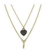 Gold Tone 16&quot; Adj Double Chain Save a Life Heart and Charm Clasp Necklace - £18.56 GBP