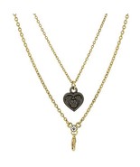 Gold Tone 16&quot; Adj Double Chain Save a Life Heart and Charm Clasp Necklace - $32.58 CAD