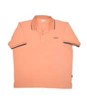 Vintage Levis Polo Shirt Mens L Orange Peach Cotton Pique Ringer Spell Out Logo - £11.60 GBP