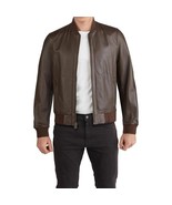 Cole Haan Men&#39;s Bonded Varsity Genuine Leather Jacket - $257.26 CAD