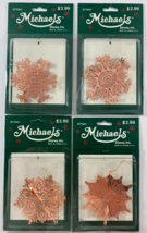 Vintage Lot 4 Michael&#39;s Rose Gold Brass Snowflake 3D Ornaments - £15.58 GBP