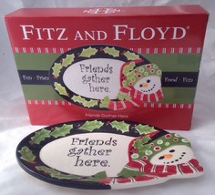 Fitz and Floyd Snowman Sentiment Tray Plate Platter Friends Gather Here - £15.11 GBP