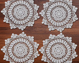 4Pcs/Lot White Handmade Vintage Round Crochet Lace Doilies Cotton Placem... - £10.89 GBP