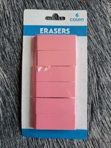 6 Count Pink Erasers School Supplies Sealed - $9.95