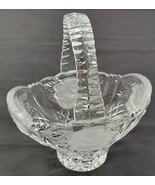 AP) Vintage Crystal Clear Glass Flower Basket Bowl Candy Dish 7&quot; - £15.95 GBP
