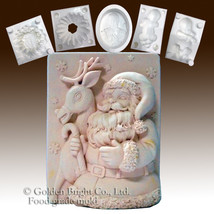 Snowflake Santa and Reindeer - silicone Soap/sugar/fondant/chocolate 2D mold - £25.69 GBP