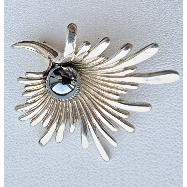 IMI FABULOUS RARE DESIGNER 925 STERLING SILVER BLACK PEARL STARBUST PIN AT Item image 8