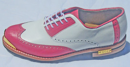 Men Verona Pink/White wing tip Gold Toe golf shoes by Vecci - $335.00