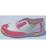 Men Verona Pink/White wing tip Gold Toe golf shoes by Vecci - $335.00